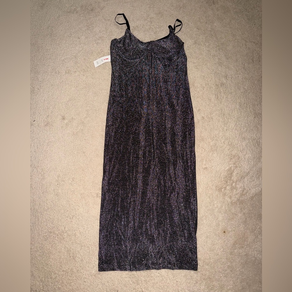 Shimmer mesh stretch body con dress